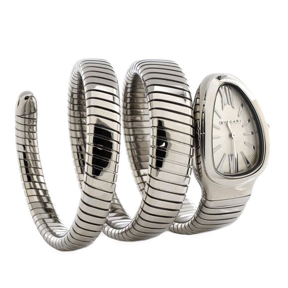 Bvlgari Serpenti Tubogas Double Spiral Quartz Watch Stainless Steel 23 - - Picture 3 of 5